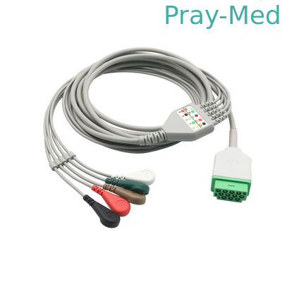 주문 의료용 재사용 가능한 GE Marqutte Holter 레코더 통합 5 개의 리드 와이어 스냅과 함께 ECG 케이블 온라인 제조