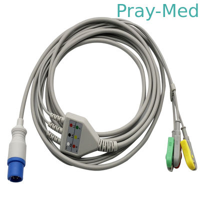 주문 스냅/클립을 위한 3.6m 3 지도 6pin 직접 연결 Ecg 케이블 및 도선 온라인 제조
