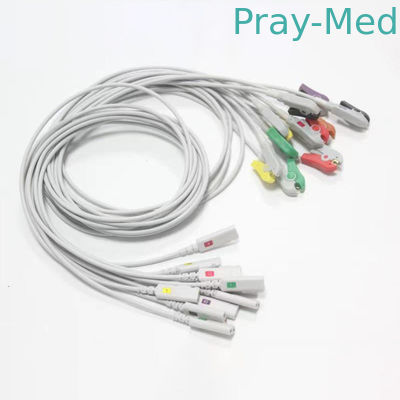 강메이 10 리드 ECG EKG 케이블 쌍둥이 핀 클립 연결기 가까운 쪽 1m