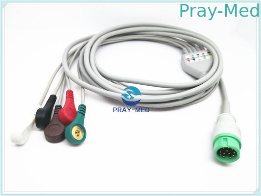 핀 성숙한 Ecg 12의 케이블 및 도선의 둘레에 5개의 지도 Mindray Ecg 케이블,