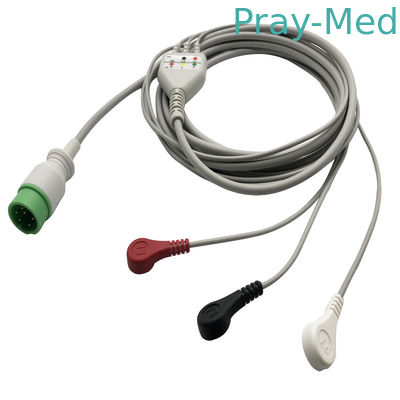 스냅/클립을 위한 Zoncare Hwatime 3.6m TPU 6pin Ecg 케이블 및 도선