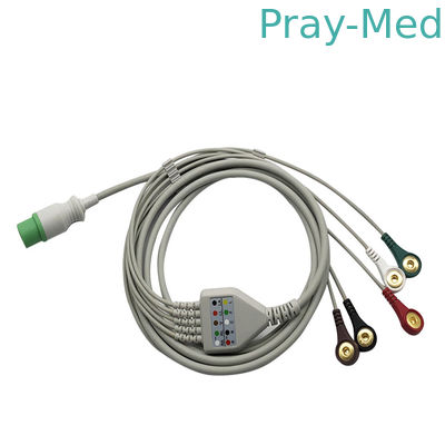 클래스 II MEK 직접 연결 3/5 리드 6 핀 Ecg 케이블 TPU 재킷 스냅