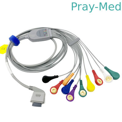 생체 의학 26 핀 스냅형 커넥터를 위한 미국 심장 학회 IEC 열 가소성 폴리우레탄 수지 홀터 ECG 케이블