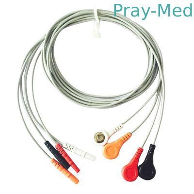 열 가소성 폴리우레탄 수지 재킷 스페이스랩 ECG 홀터 케이블 4 리드 Din1.5 갑작스러운 회색