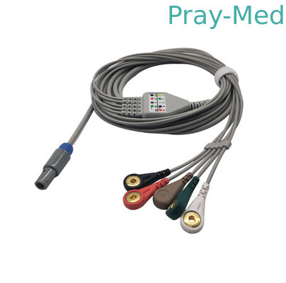 Din 커넥터 AHA 3/5 리드 Biosys Ecg 케이블 6핀 커넥터 IEC/AHA