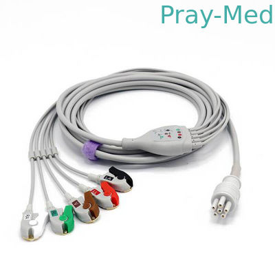 Colin 5 지도 ECG 참을성 있는 케이블 5.0mm 직경 6 구멍 연결관 3.6m 오래
