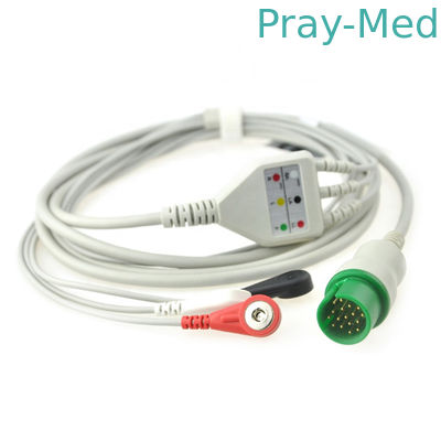 4.0mm 직경 Spacelabs Ecg 케이블, 납선을 가진 3/5Lead 17pin Ecg 케이블