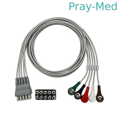 웰치 앨린 ECG 리드는 5 와이어 갑작스러운 회색 열 가소성 폴리우레탄 수지 쌍둥이 핀 연결기 9293-059-50에서 설정했습니다